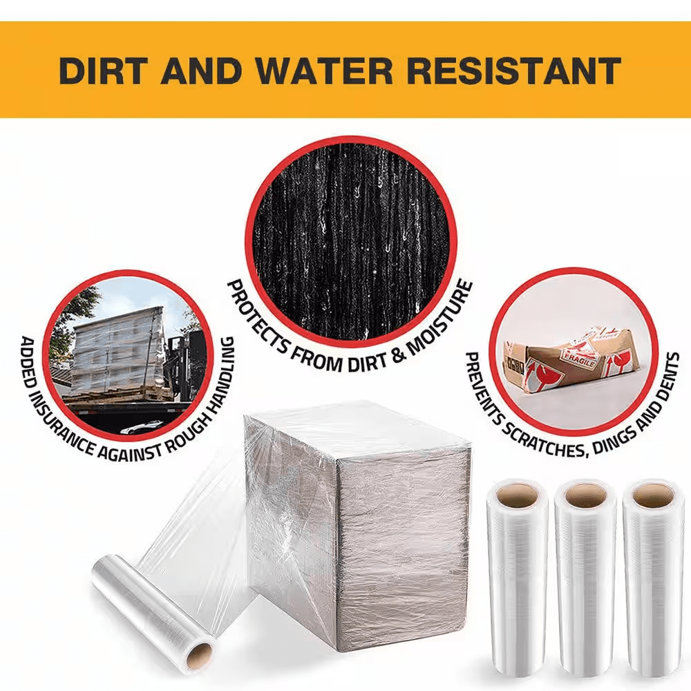 18 In. W X 1500 Ft. L 80-Gauge Pallet Stretch Wrap Clear Hand Shrink Wrap (4 Roll) - Image 6