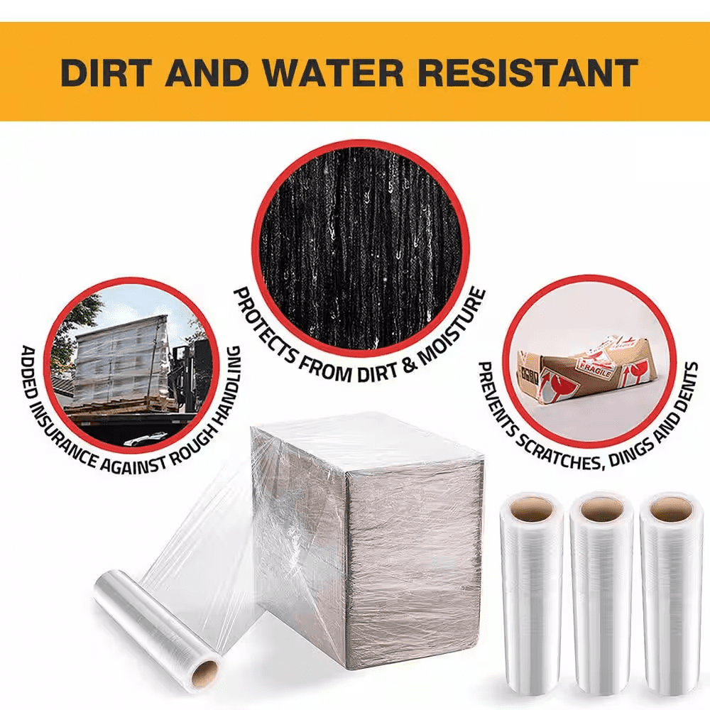 18 In. W X 1500 Ft. L 80 Gauge Pallet Wrap Stretch Wrap Hand Shrink Wrap (4-Roll), for Packaging - Image 3