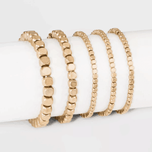 Metal Multi-Strand Bracelet Set 5Pc - Universal Thread™ Gold: Stretch Band, Brass Material, One Size Fits Most