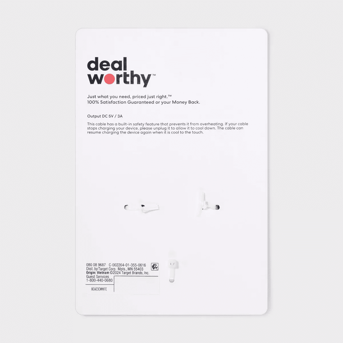 3' USB-A to USB-C Cable - Dealworthy™ White - Image 3