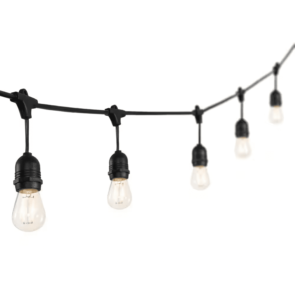 15-Light Indoor/Outdoor 48 Ft. Plug-In Edison Bulb Shape String Light Rustic Industrial LED S14, Black - Image 6