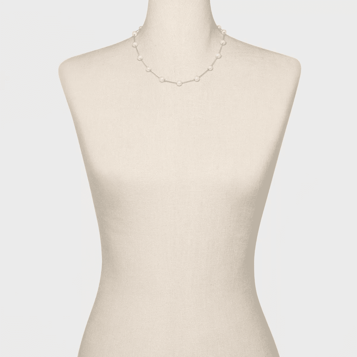 Short Faux Pearl Chain Necklace - a New Day™ Silver: Lobster Claw Clasp, Glass Brass Zinc, 18" with 3" Extender - Image 2