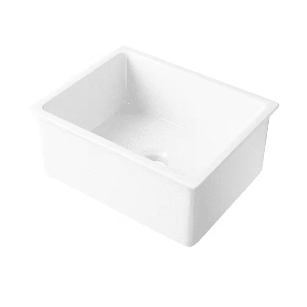 Oslo 24 In. Undermount Single Bowl White Ceramic Kitchen Sink with Bottom Grid and Basket Strainer - Image 11