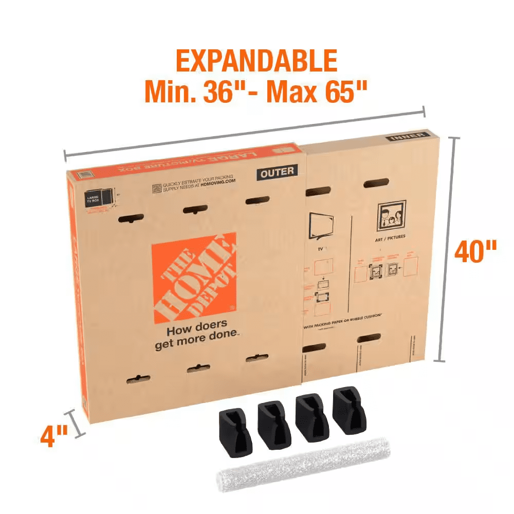 37.5 In. L X 6 In. W X 41 In. D Heavy Duty TV and Picture Moving Shipping and Packing Box - Image 2