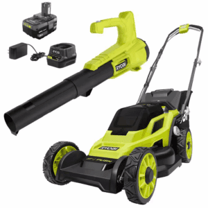 ONE+ 18V 13 In. Cordless Battery Walk behind Push Lawn Mower and Blower with 4.0 Ah Battery and Charger
