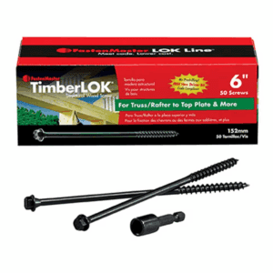 Timberlok Structural Wood Screws - 6 Inch Wood Screws with Hex Head - Black (50 Pack)