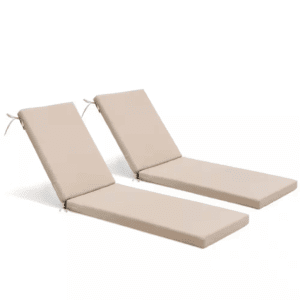 20.9 In. X 71.8 In. Outdoor Chaise Lounge Cushion in Beige (2-Pack)