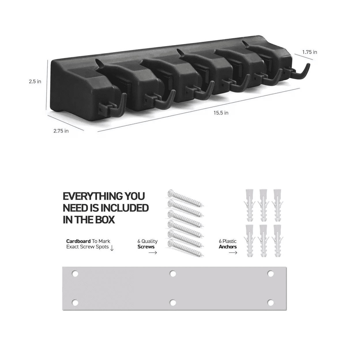 1-2 Pack Broom and Mop Holder Rack - Garage Storage System - Garden Tool Organizer with 5 Slots, 6 Hooks, 7.5Lbs Capacity per Slot off - Homeitusa - Image 2