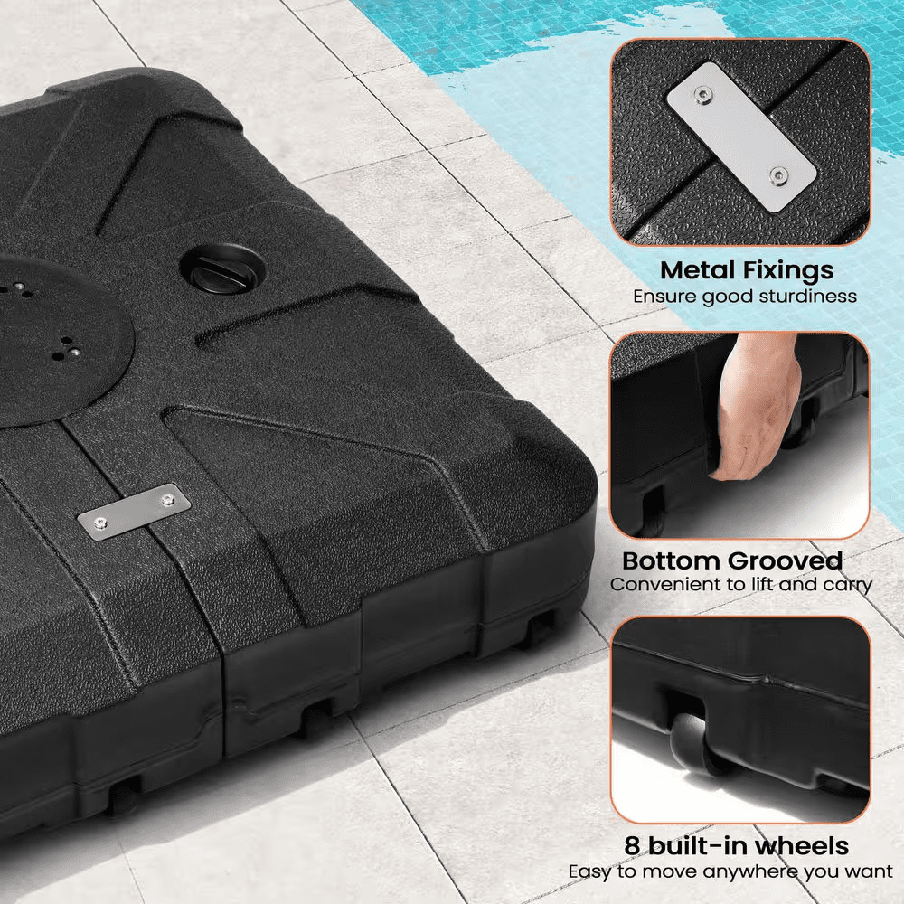 11 Ft. X 9 Ft. Rectangular Aluminum Offset 360° Rotation Cantilever Patio Umbrella in Navy Blue, 260 Lbs. Umbrella Base - Image 2