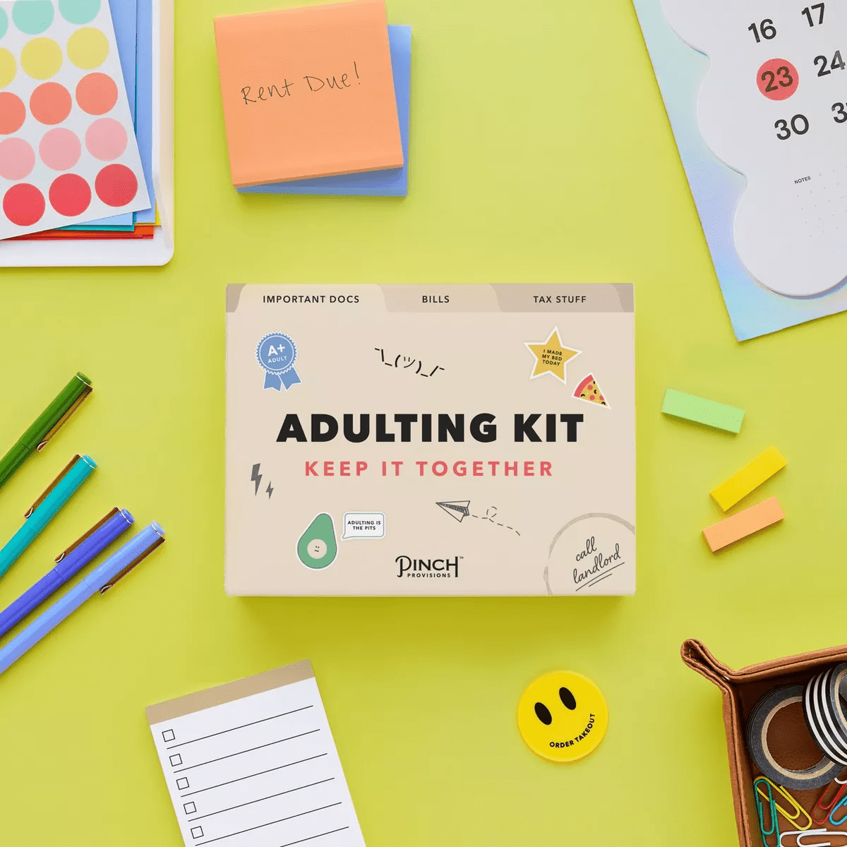 Adulting Desk Organiser Kit: Pinch Provisions Multicolored Office Set with Letter Opener & Paper Desk Pad - Image 2