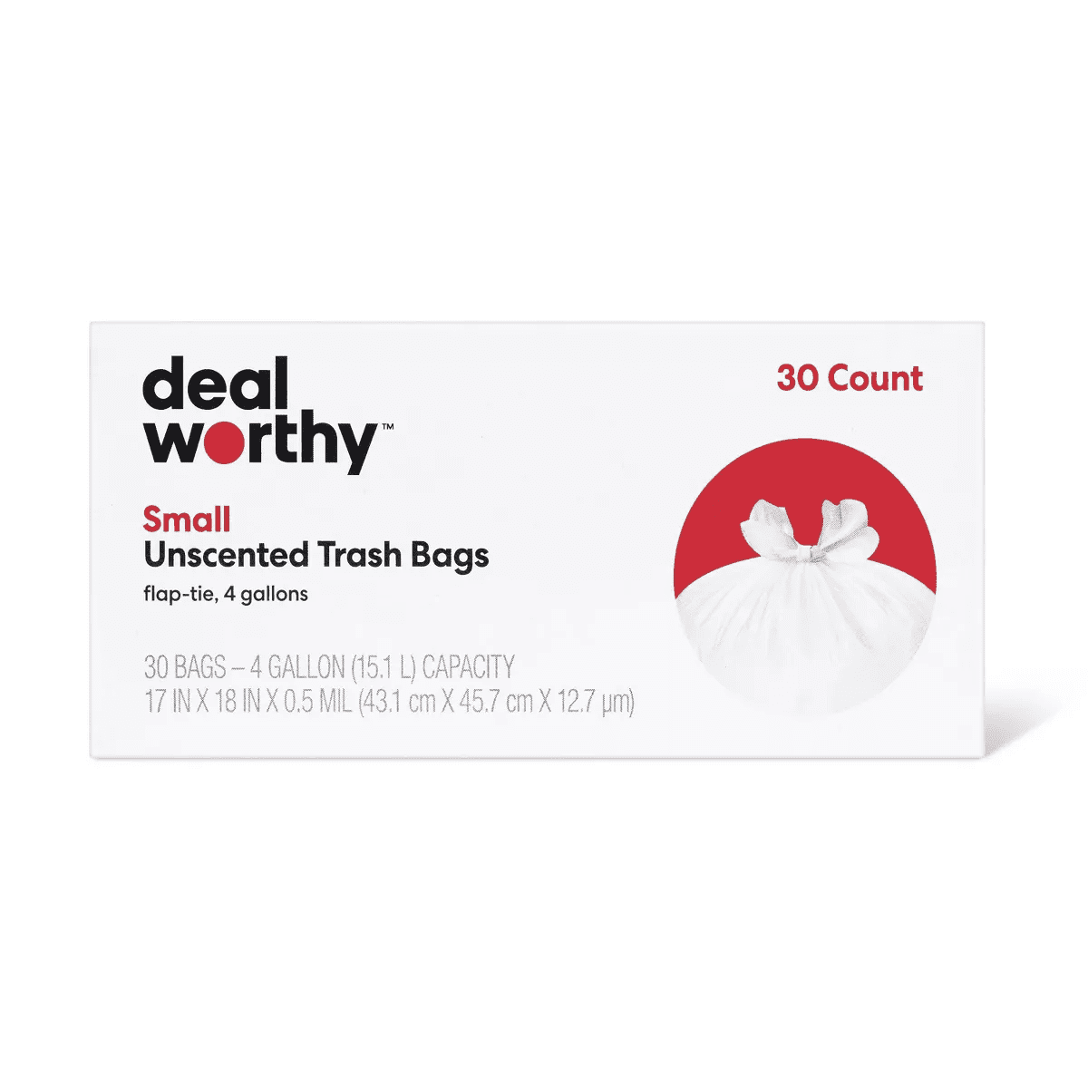 Small Flap Tie Trash Bags - 4Gal - 30Ct - Dealworthy™
