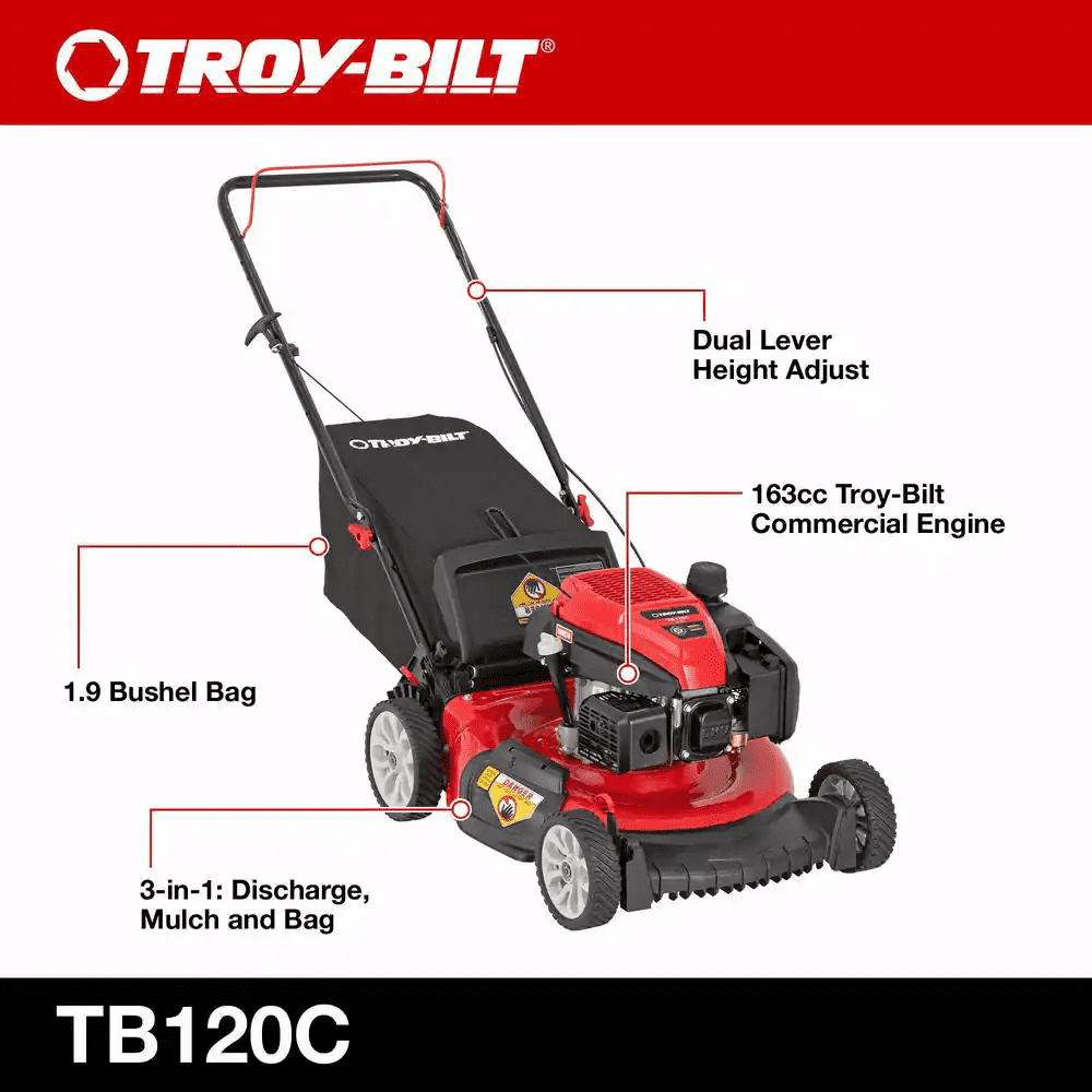 21 In. 163Cc OHV Engine Push 3-In-1 Gas Walk behind Lawn Mower with Tri-Action Cutting System - Image 3