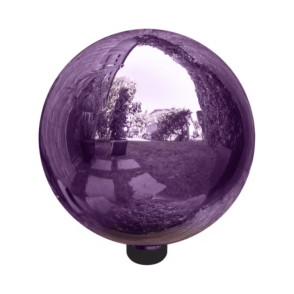 10 In. Dia. Outdoor Electric Glass Gazing Ball, Purple - Image 2
