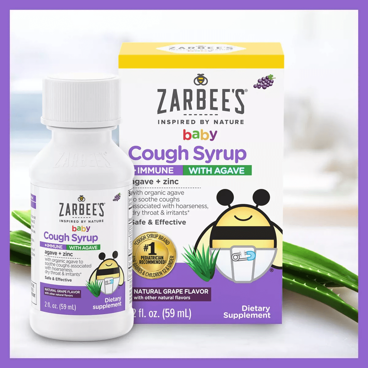 Zarbee'S Baby Cough Syrup + Immune with Organic Agave & Zinc - Natural Grape Flavor - 2 Fl Oz - Image 6