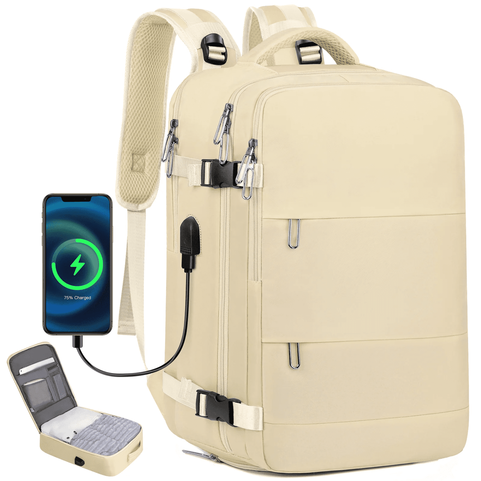 Travel Backpack for Women with USB Charging Port, Tsa-Approved Laptop Backpack, Lightweight Carry on Backpack Fit 15.6” Laptop for Weekend Trips, Business Travel & Hiking, Black - Image 8