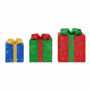 3-Piece Yuletide Lane LED Gift Boxes Holiday Yard Decoration Y26