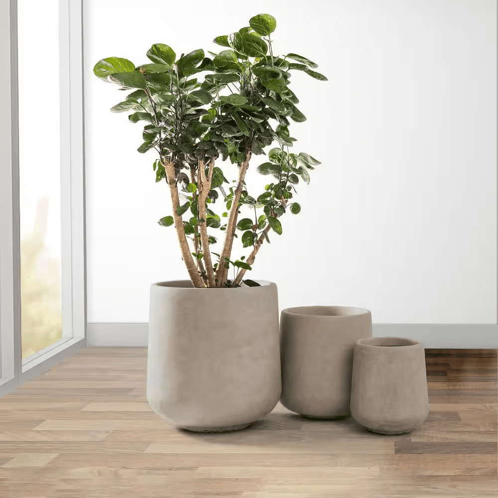 15.3 In. 11.6 In. 8.2 In. round Concrete Planters, Indoor/Outdoor Pots with Drainage Holes, Weathered Concrete - Image 7
