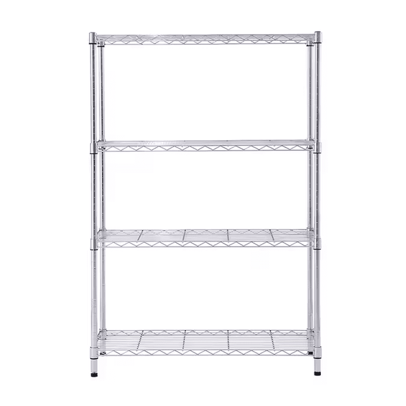 4 -Tier Chrome Metal Utility Shelving Unit with Wire Shelves ( 35.7-In W X 14-In D X 53-In H )