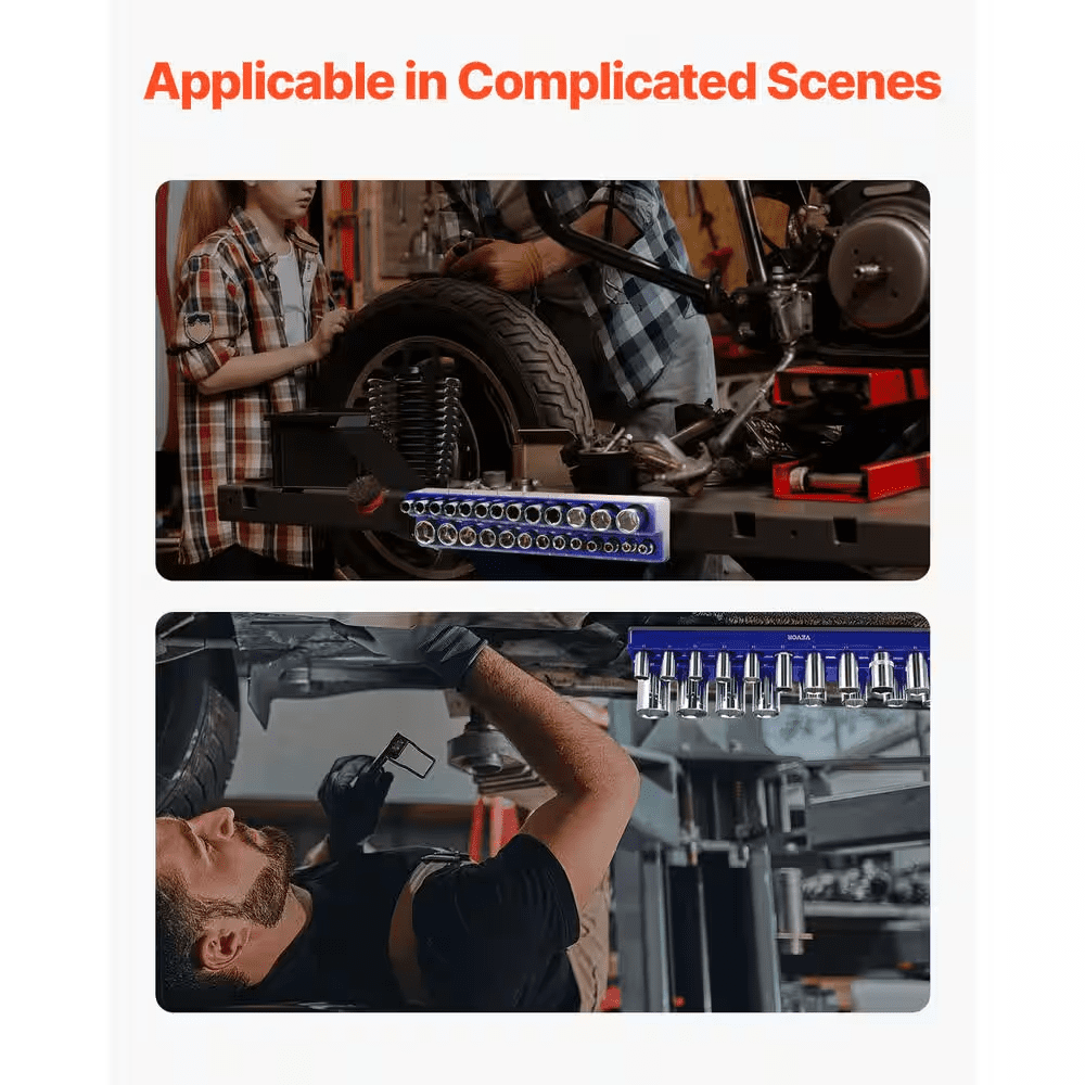 Magnetic Socket Organizer Set, 3-Pieces Magnetic Socket Holder, 1/4 In., 3/8 In. and 1/2 In. Metric Socket Trays - Image 6