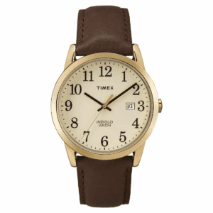 Men'S Timex Easy Reader Watch with Leather Strap - Gold/Brown TW2P75800JT