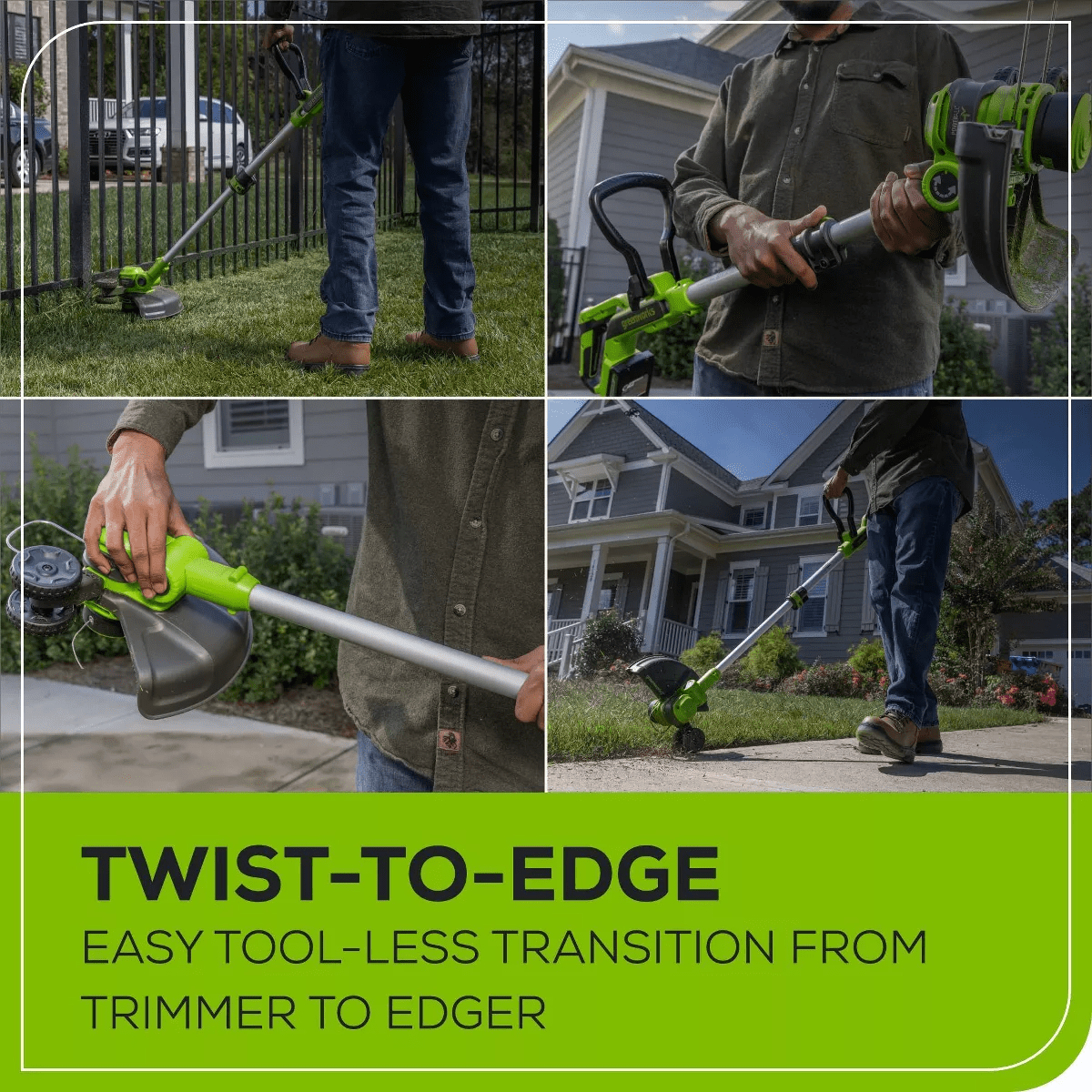 Greenworks POWERALL 12" 24V Cordless String Trimmer Edger Kit with 2.0Ah Battery & Charger - Image 6