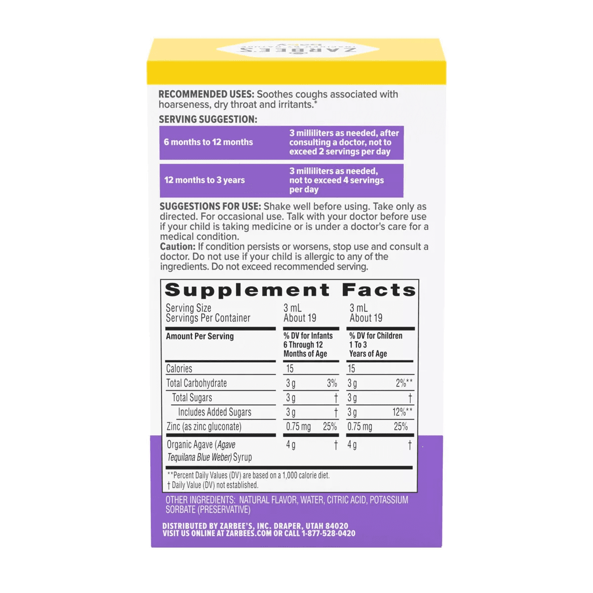 Zarbee'S Baby Cough Syrup + Immune with Organic Agave & Zinc - Natural Grape Flavor - 2 Fl Oz - Image 2