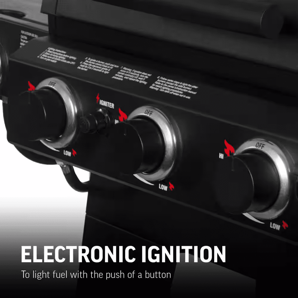 Texas Trio 4-Burner Dual Fuel Grill with Smoker in Black - Image 9