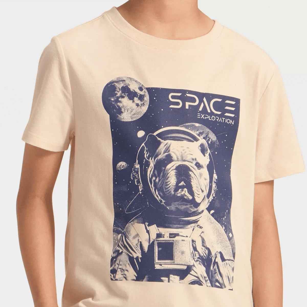 Boys' Short Sleeve Space Bulldog Graphic T-Shirt - Cat & Jack™ Beige - Image 2