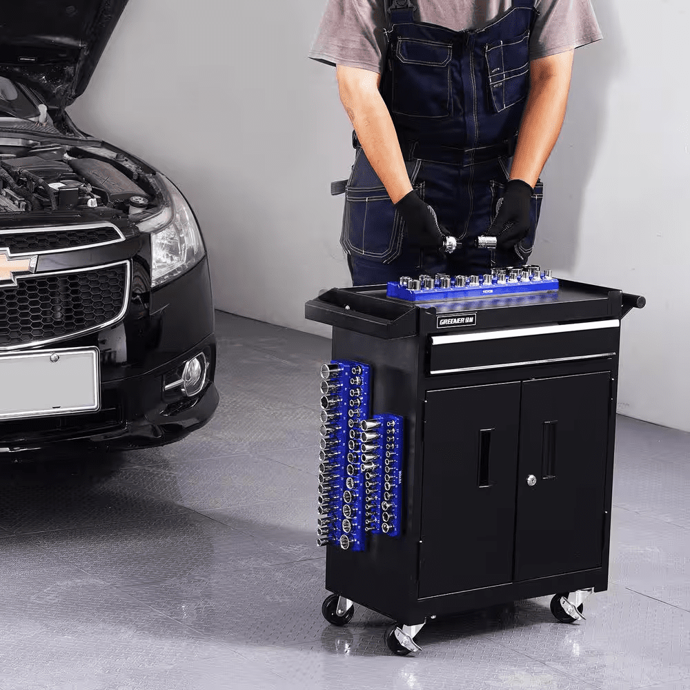 Magnetic Socket Organizer Set, 3-Pieces Magnetic Socket Holder, 1/4 In., 3/8 In. and 1/2 In. Metric Socket Trays - Image 8