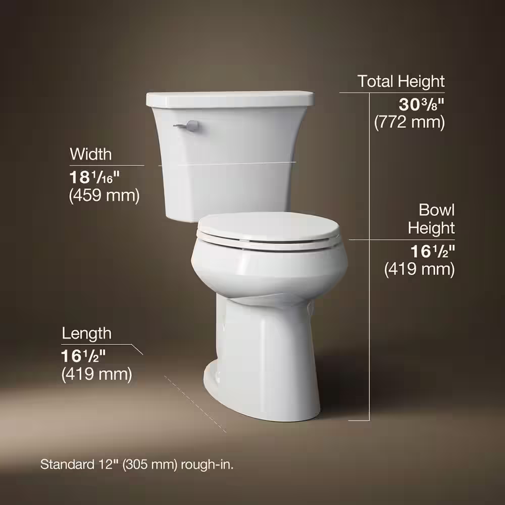 Highline Arc 12 In. Rough in 2-Piece 1.28 GFP Single Flush Elongated Chair Height Toilet in White with Soft Close Seat - Image 3
