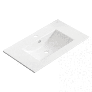 HE 29.92 In. X 18.31 In. Undermount Rectangular Bathroom Sink in Glossy White Ceramic, Integrated Basin and Countertop
