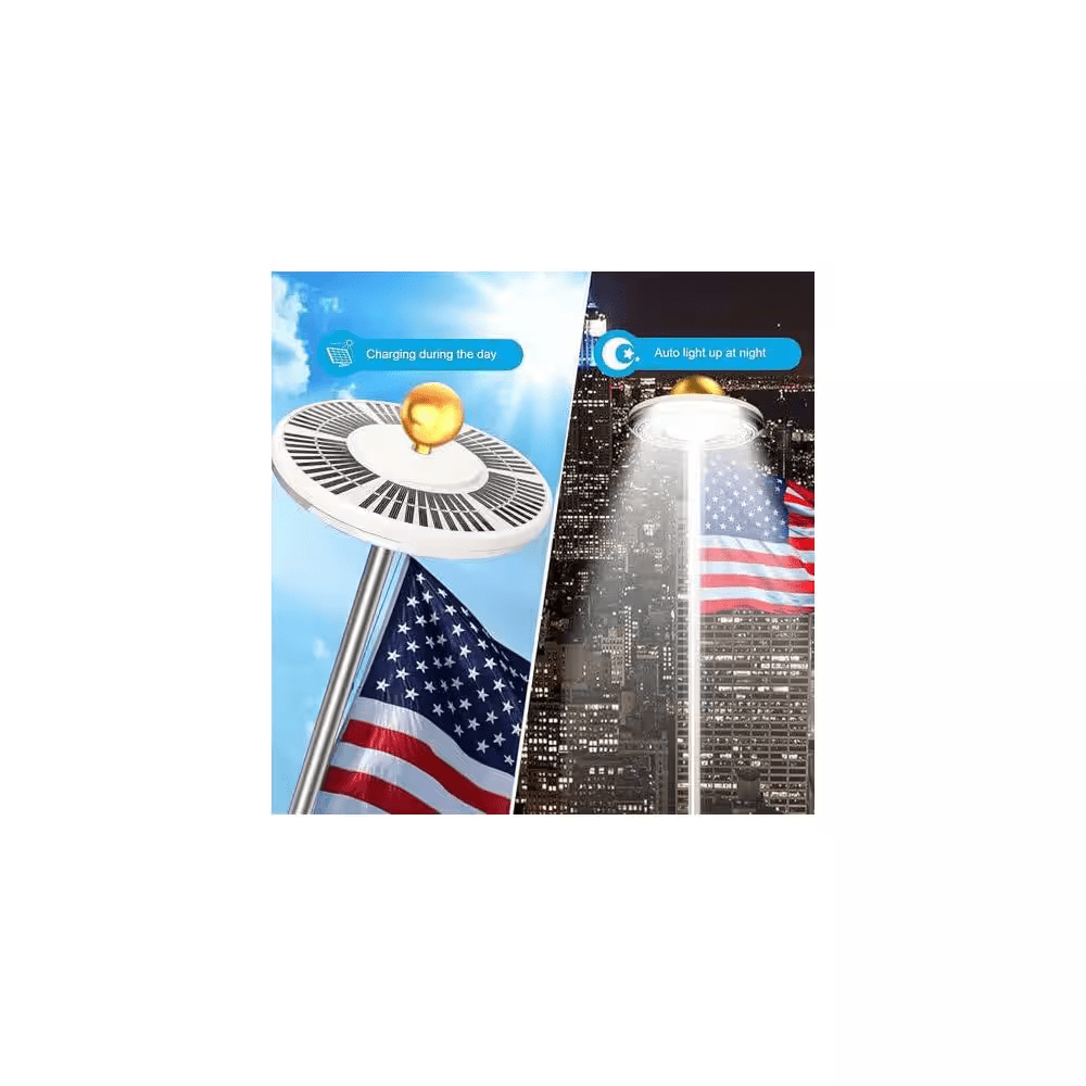 9.5 In. Solar Powered Flag Pole Light, 1300 Lumen, Weatherproof, for Most Flagpoles - Image 2