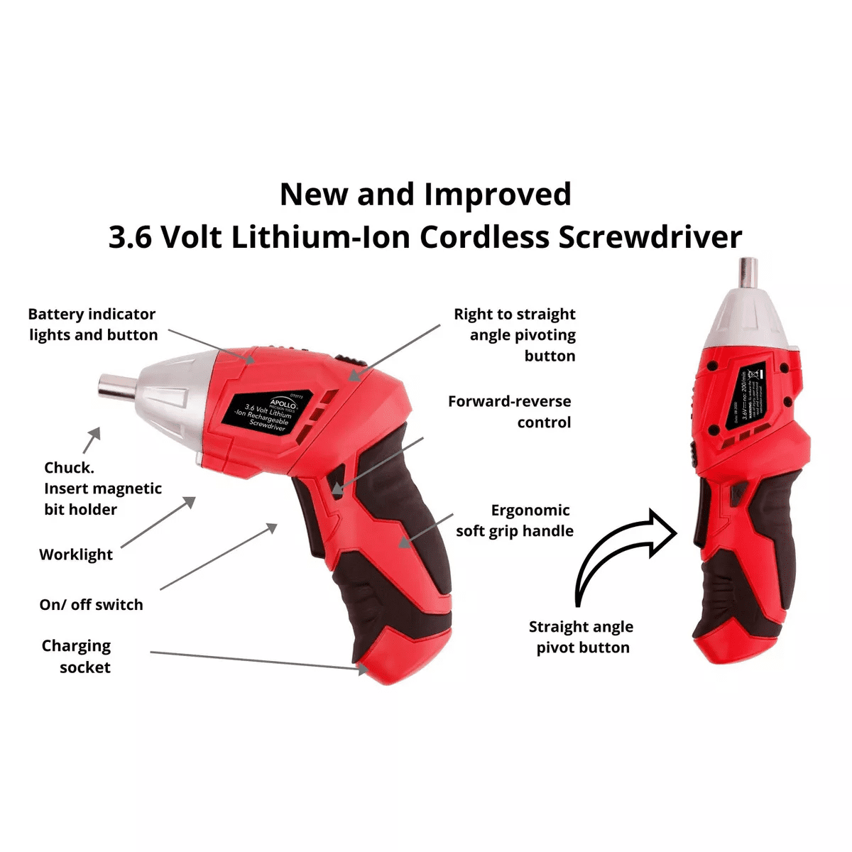 Apollo Tools 135Pc Household Tool Kit DT0773 Red: Chromed Steel Hand Tool Set with Carrying Case & Lifetime Warranty - Image 4