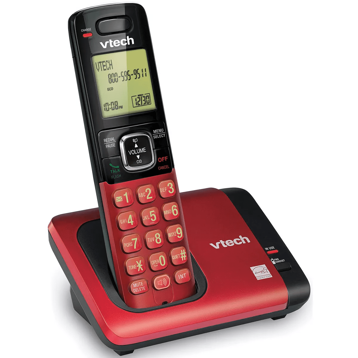 Vtech® 1-Handset DECT 6.0 Expandable Cordless Phone System for Landline, Caller Id/Call Waiting and Backlit Keypad/Display, CS6719-16 in Red - Image 2