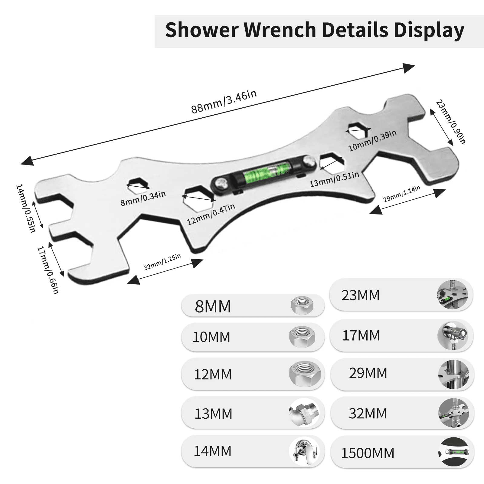6-Piece Sink Wrench Set, 8-In-1 Sink and Bathroom Faucet Wrench, Adjustable Wrench with Wide Jaws and Short Handle, 10-70 Mm, Universal Plumbing Tool, Suitable for Sink Basins, Pipes, and Nut Removal - Image 6