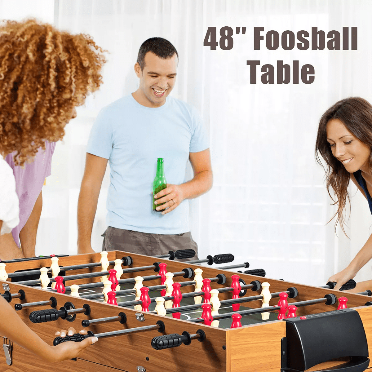 Costway 48'' 3-In-1 Multi Combo Game Table Foosball Soccer Billiards Pool Hockey for Kids - Image 2