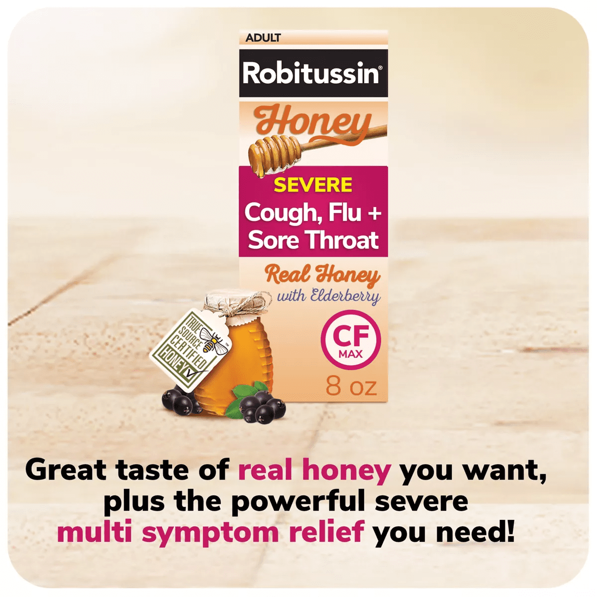 Robitussin Daytime Severe Cough, Flu and Sore Throat Syrup - Honey - 8 Fl Oz - Image 4