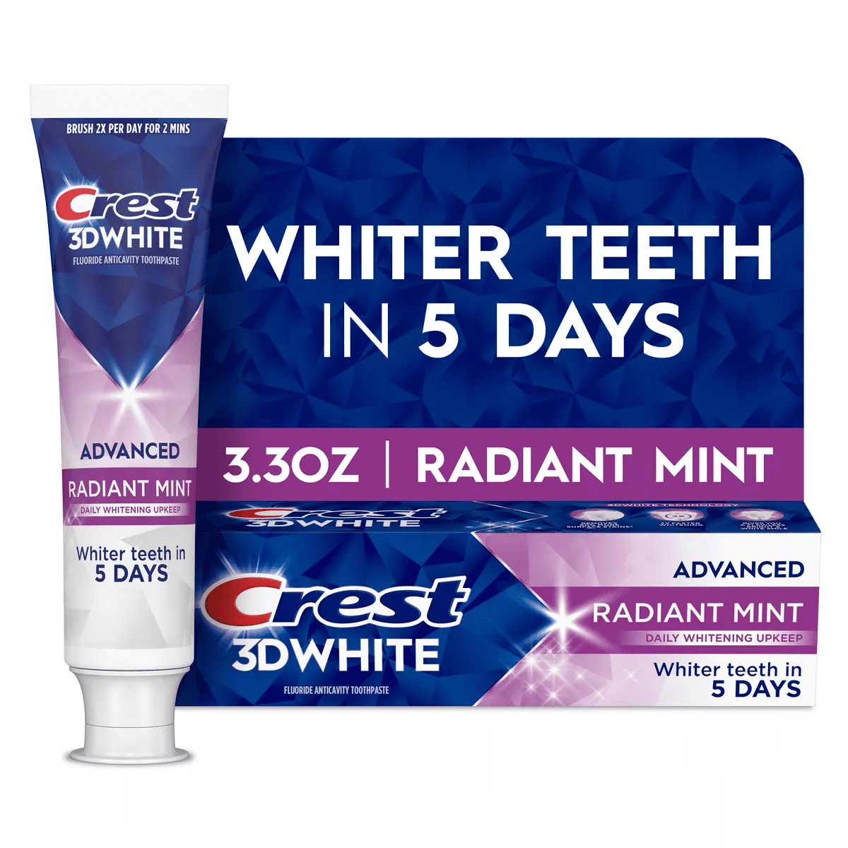 Crest 3D White Advanced Teeth Whitening Toothpaste, Radiant Mint - Image 2