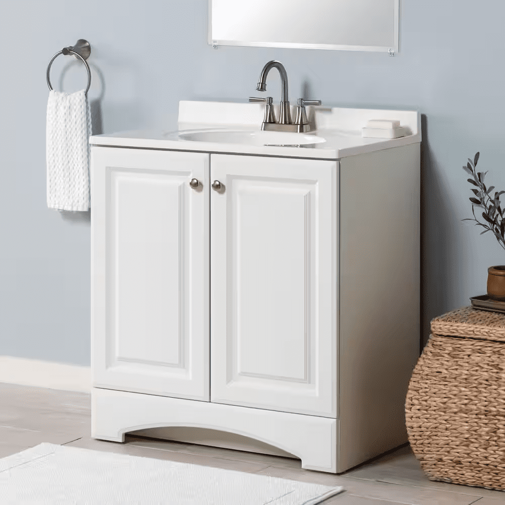 31 In. Single Sink White Bath Vanity with White Cultured Marble Top (Assembled) - Image 14