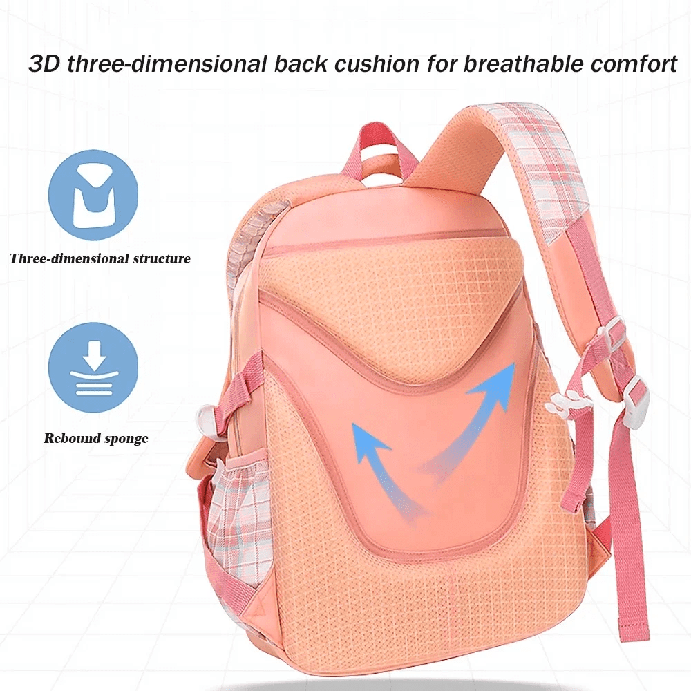 Girls School Backpacks,Fashion School Bag for Kids Teens,30L Waterproof Students Bookbags for Elementary Middle,Pink - Image 8