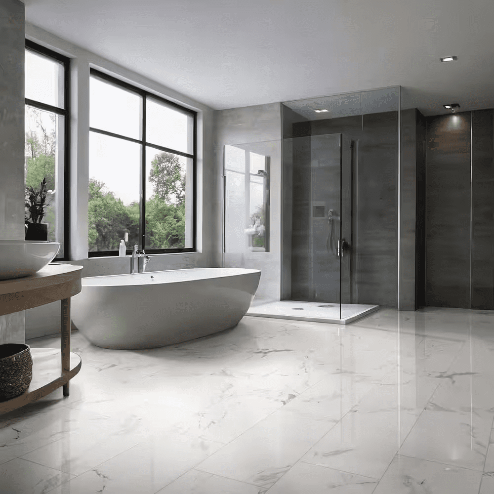 Carrara White Marble Look Polished Porcelain Tile, 12 In. X 24 In. Floor and Wall (16 Sq. Ft. /Case) - Image 2