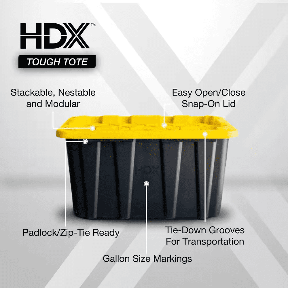 27 Gal. Tough Storage Tote in Black and Yellow - Image 2