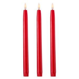 Battery Operated LED Flickering Flameless Wax Look Christmas Taper Candles, Red, 11", 3 Count, by