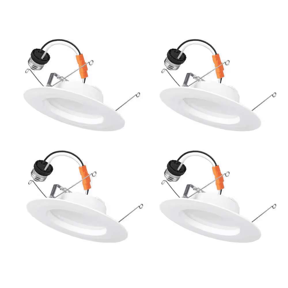 5/6 In. Integrated LED Recessed Retrofit Light Trim with Selectable Color Temperature, (4-Pack)