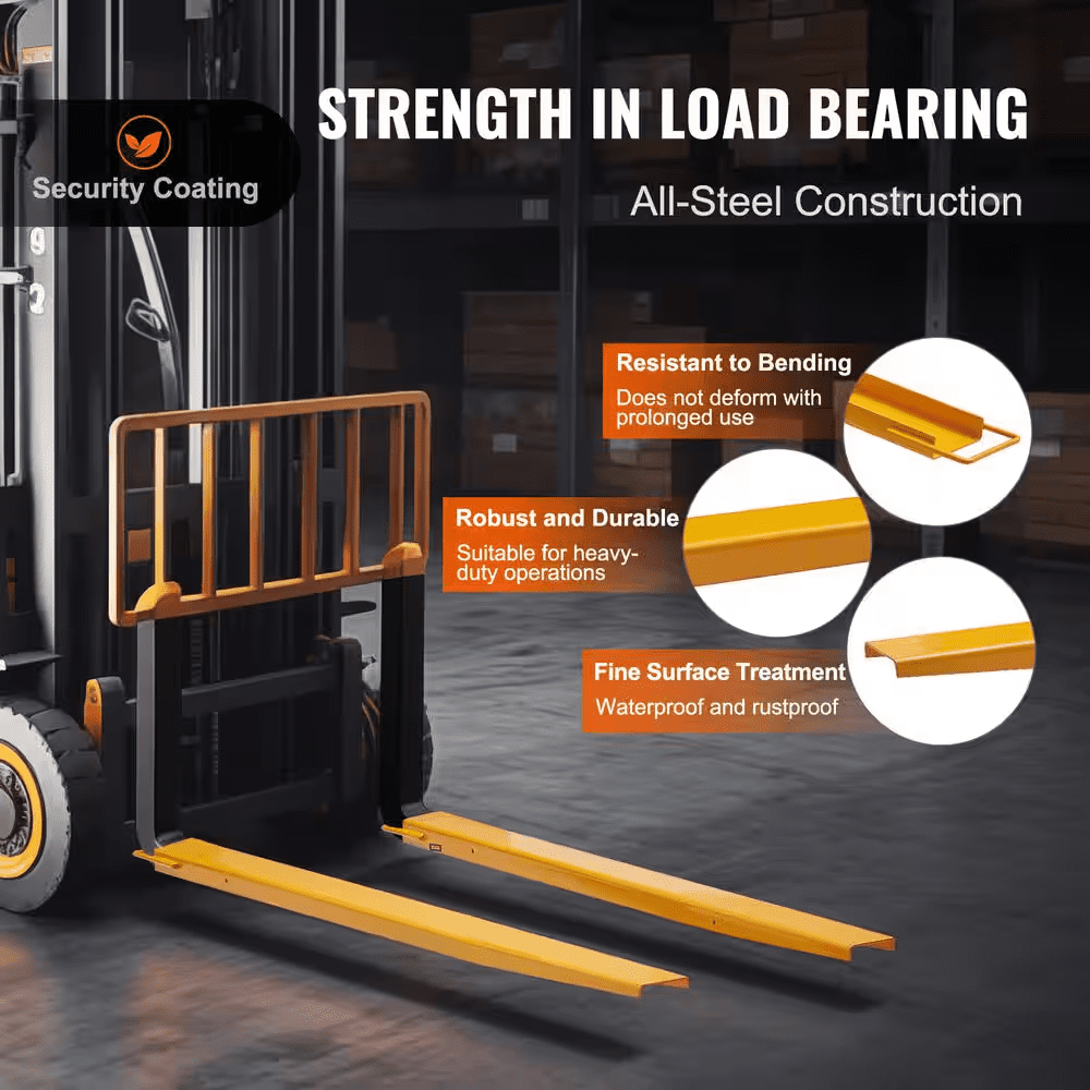 Pallet Fork Extensions 60 In. L X 4.5 In. W Heavy-Duty Carbon Steel Fork Extensions for Forklifts (1-Pair, Yellow) - Image 4