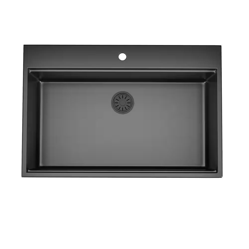 Workstation 33 In. 1-Hole Drop-In Quartz Composite Single Bowl Kitchen Sink in Matte Black with Accessories - Image 9
