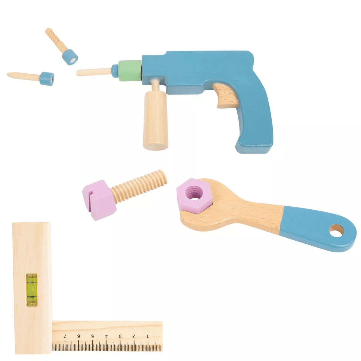 Small Foot Wooden Toys Premium Nordic Toolbox Playset: Creative Thinking Educational Toy with Pretend Accessories - Image 3