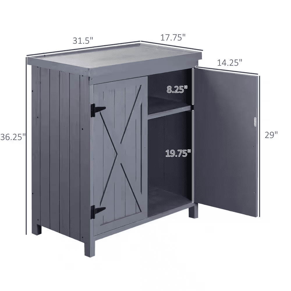 31.5 In. W X 17.75 In. D X 36.25 In. H Grey Wood Outdoor Storage Cabinet - Image 3