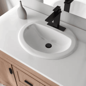 19 In. Drop-In round Vitreous China Bathroom Sink in White