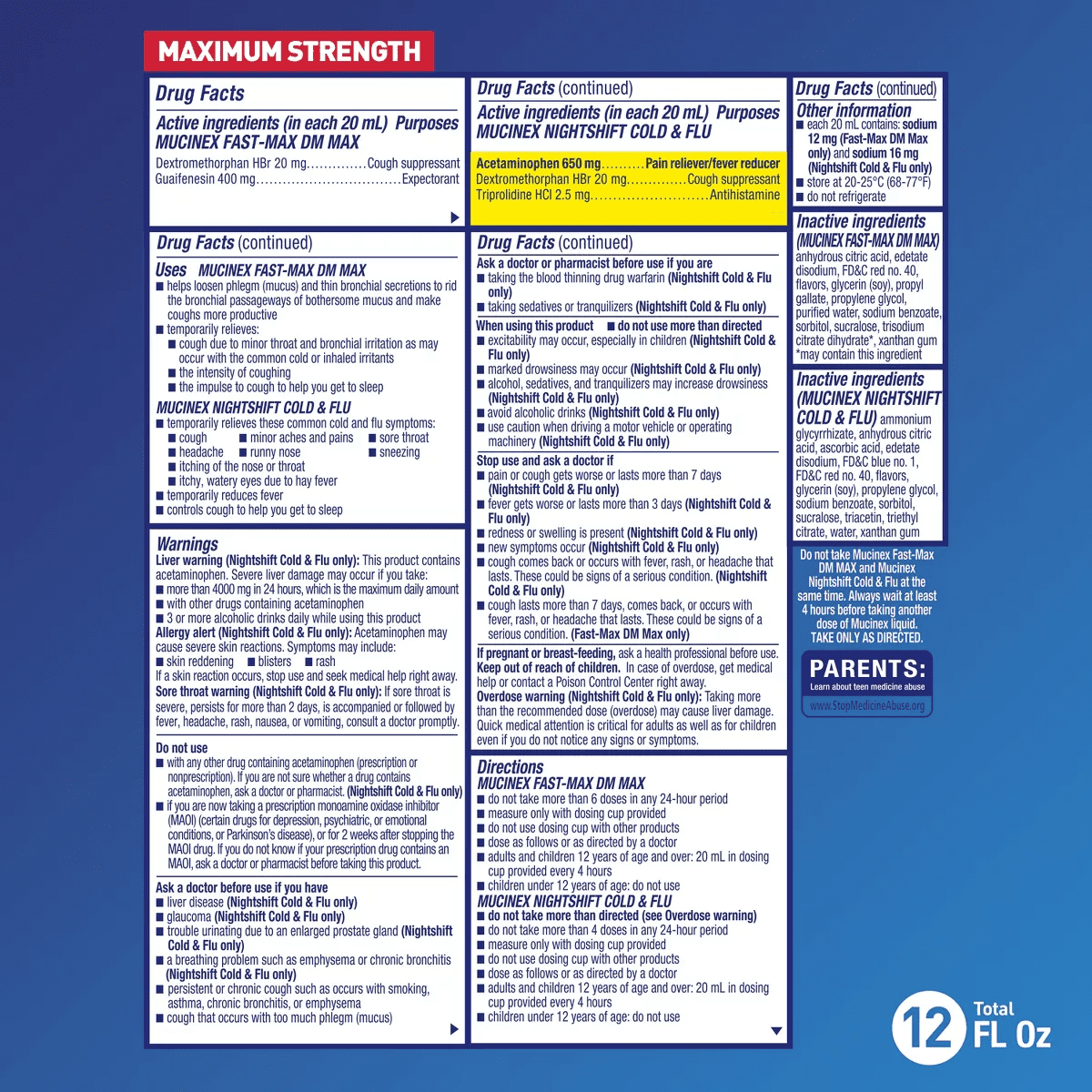 Mucinex Max Strength Congestion, Cough, Cold & Flu Medicine - Day & Night - Liquid - 6 Fl Oz/2Ct - Image 3